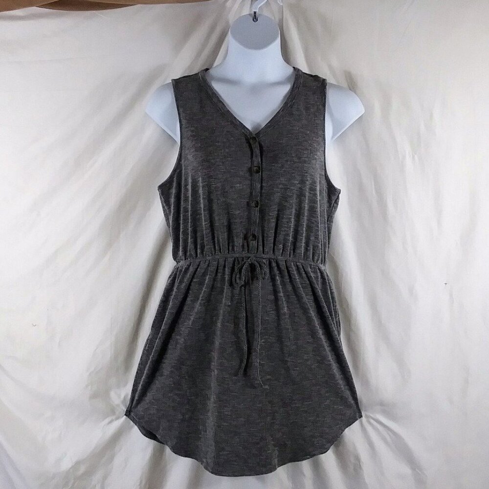 Gilli Women's Grey Sleeveless Drawstring Waist Summer Mini Dress Plus Size 1X